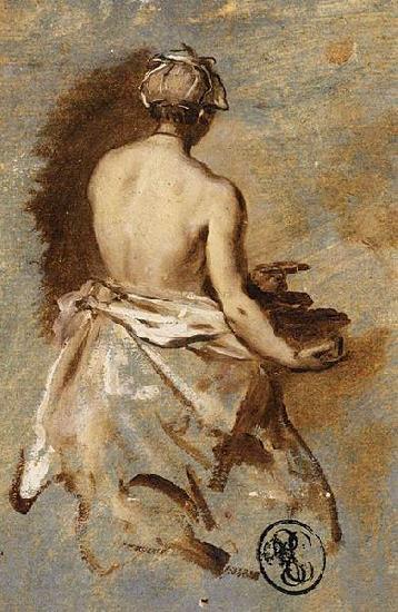 Nicolas Vleughels Young Woman with a Nude Back Presenting a Bowl oil painting picture